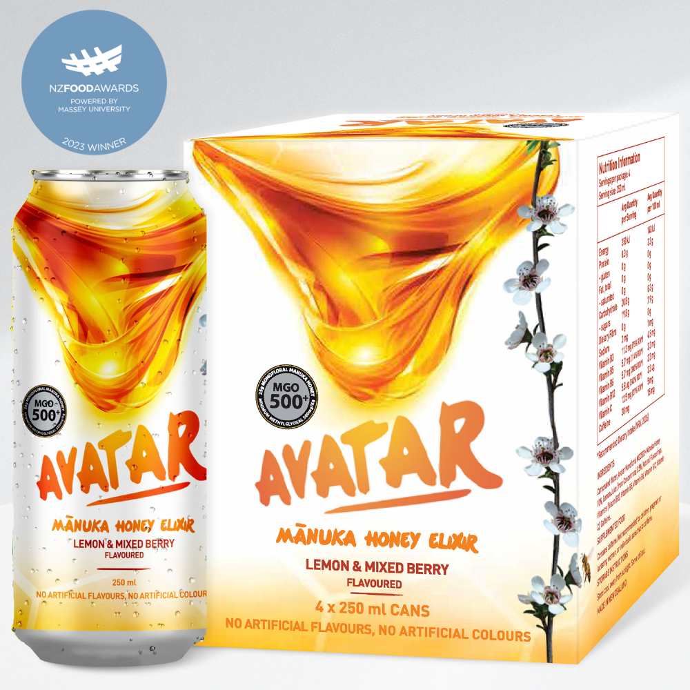 AVATAR MANUKA HONEY ELIXIR - LEMON AND MIXED BERRY FLAVOUR 250 ML 4-PACK