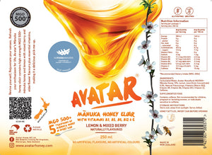 AVATAR MANUKA HONEY ELIXIR - LEMON AND MIXED BERRY FLAVOUR 250 ML 4-PACK