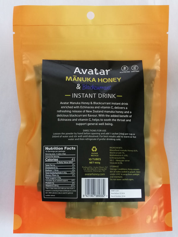 Avatar Manuka Honey, Blackcurrant, and Echinacea Powdered Herbal Tea w ...