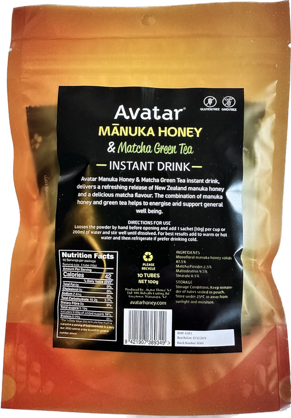 Avatar Honey Manuka Honey Powder Drink - Matcha Green Tea 100g - Avatar ...