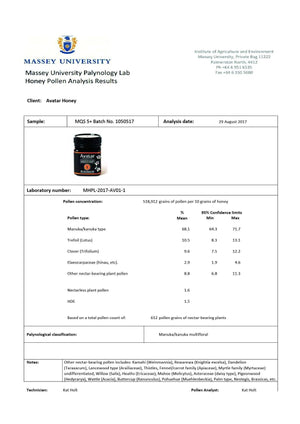 Manuka Honey MGO 100 Lab Certified 5+ 100% Pure New Zealand Natural Honey 250gm Manuka Honey Avatar Honey NZ 